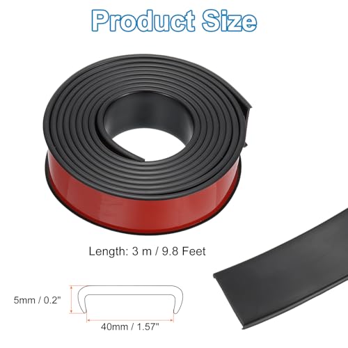PATIKIL TPE U-Shape Edge Banding, 1-9/16 Inch x 9.8ft Self Adhesive Flexible Veneer Edging Trim Furniture Edge Protector for Shelf Cabinet Table Repair Restoration, Black - size: 9.8Ft x 1.57"