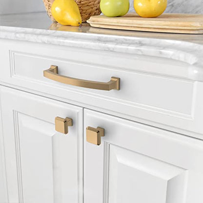 Amerdeco 10 Pack Champagne Bronze Kitchen Cabinet Knobs Cabinet Hardware Single Hole Cabinet Pulls Dresser Knobs Gold Square Drawer Knobs and Pulls for Bathroom Cabinets ZH0002 - color: Champagne Bronze, size: Single Hole