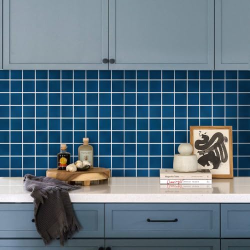 Commomy Matte 3D Peel and Stick Tile,10 Pcs 11.8"x11.8" Nary Blue - color: Navy Blue