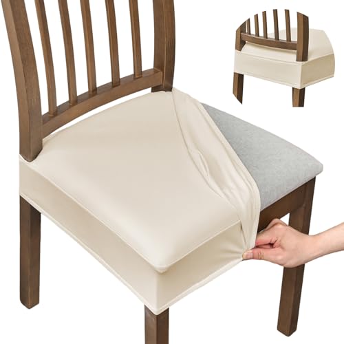 FUANGUI Dining Chair Covers Set of 4, Kitchen Chair Seat Covers - color: Pu-white
