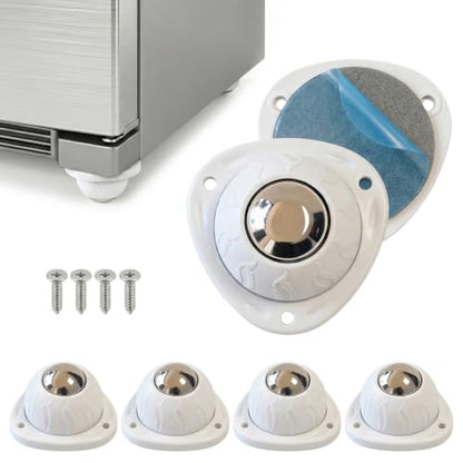Self Adhesive Caster Wheels: 360° Swivel Bulk Pack (White, 4pcs - color: White, size: 4pcs