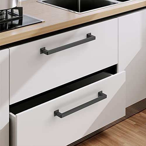9BUILD 10 Pack 8.8 Inch Matte Black Cabinet Handles,Kitchen Hardware - color: Matte Black, size: 8.8"/224MM Hole Center