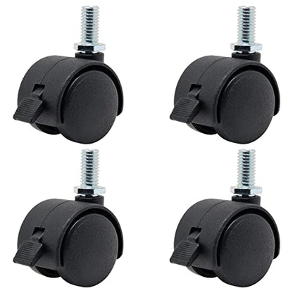 4 PCS 1 Inch Threaded Stem Caster Wheels, Nylon Locking Swivel Casters Furniture Wheel with Locking Brake, Replacement Casters 1" Castor Wheels for Tables, Workbenches, Kitchen Shelf - style: 1 Inch with Brake-M8 Threaded Stem
