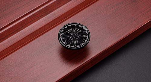 6-Pack Black Vintage Flower Cabinet Drawer Pulls Knobs, Flower Embossing, Dresser Handles, Single Hole