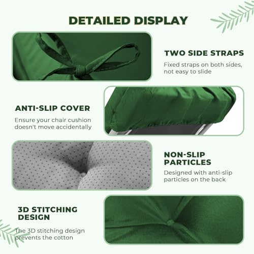 2 Pack 76 x 22 x 4.7" Waterproof Chaise Lounge Chair Cushion Outdoor Green - color: Green, size: 2 Pack