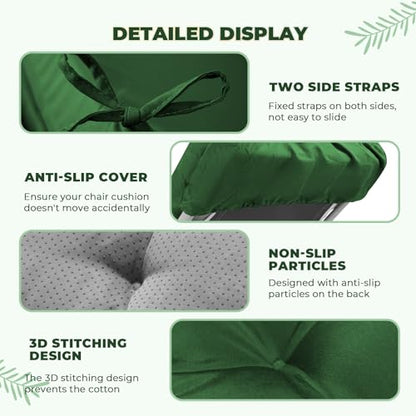 2 Pack 76 x 22 x 4.7" Waterproof Chaise Lounge Chair Cushion Outdoor Green - color: Green, size: 2 Pack