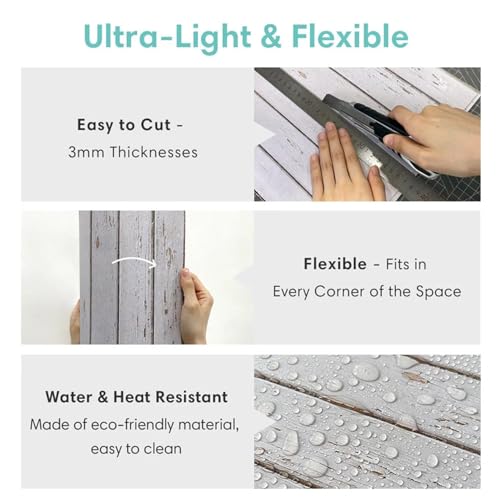 Commomy 3D Faux Wood Wall Stickers Peel and Stick 10 Pcs 11.8" x 11.8" - color: Wood-AQ