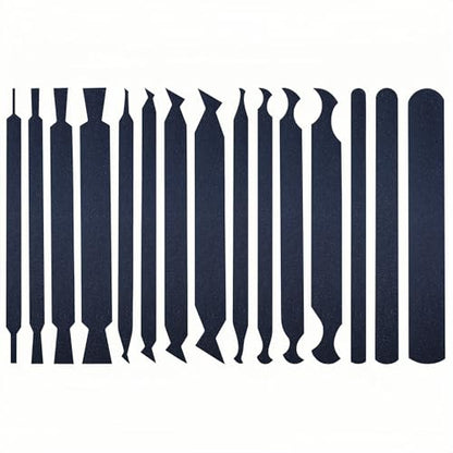 15PCS Cabinet Card Scrapers, High-Strength Blue Spring Steel Woodworking Tools for Engraving, Deburring, Polishing & Contour Sanding - size: Set A