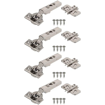 Blum Clip top BLUMOTION Hinge Kit (2 Kits), Full Overlay, 110° Opening Angle, Steel, Soft Close Euro-Style Hinges with Clip Mounting Plate for Frameless Cabinets - size: 2 Kits