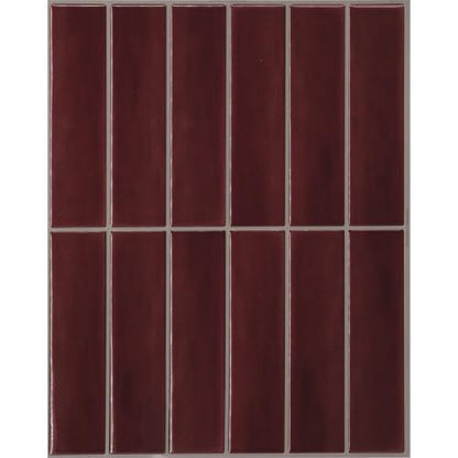 Smart Tiles Peel and Stick backsplash, Stacked Burgundy Red, 11.43"x9" - color: Burgundy Red