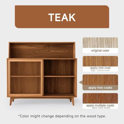 Wood Stain and Sealer, Built‑in Brush, Teak, 5.29 Fl Oz - color: Teak, size: 1 Pack