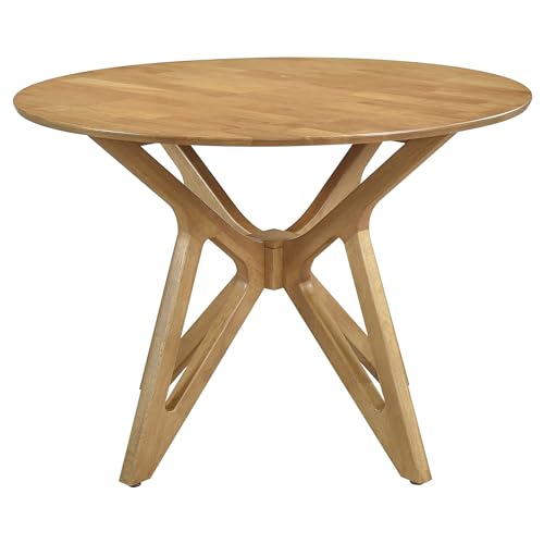 Coaster Home Furnishings - Elowen - Wood - 5-piece Dining Set with Round Dining Table and Light Brown Upholstered Chairs - Dining Room & Kitchen - Walnut & Light Brown - 108440-S5