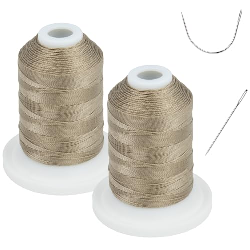 UV Resistant - Simthread 100% Polyester Bonded Thread Tex 69 (12wt) - 250 Yards x 2 Spools NP-Steel - color: 2 × NP-STEEL, size: 250 Yards