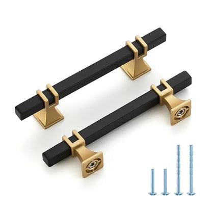 HOME EDIT Black & Gold Pulls Cabinet Handles 3-3/4 Inch 10 Pack - color: Black Gold, size: 3-3/4 In Hole Center