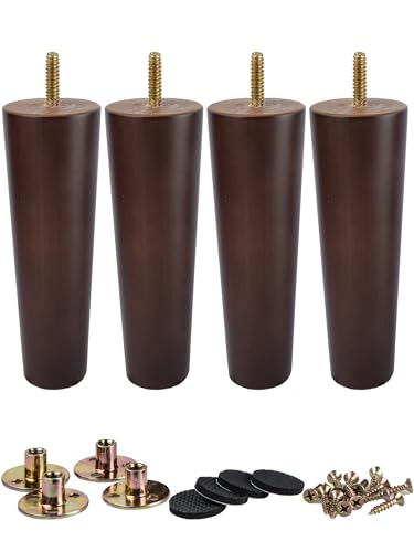 La Vane 4 inch Solid Wood Furniture Legs, Walnut Finish & Tapered, 4-Pack - size: 4 inch