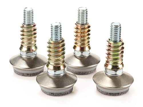 Leveling Feet 4PK with 3/8"-16 Thread Inserts and Felt Pads - size: D34mm Silver