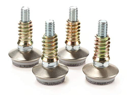Leveling Feet 4PK with 3/8"-16 Thread Inserts and Felt Pads - size: D34mm Silver
