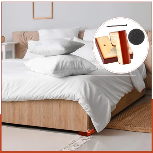 Geelin 4 Pack 1 Inch Wood Furniture Risers L-Shaped Bed Riser, Brown - color: Brown, size: 1 Inch