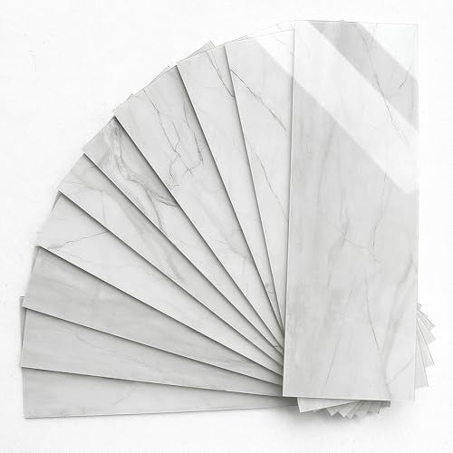 BeNice Peel and Stick Backsplash Subway Tile White Gray 16pcs - color: White/Gray
