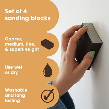 Furniture Clinic Sanding Blocks, Sand and Polish Wood Surfaces, 4 Pack - style: Sanding Sponge