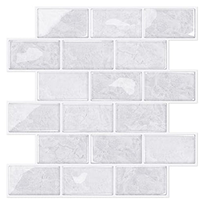 STICKGOO Subway Tile Peel and Stick Backsplash, Thicker Design 12" x 12" Stick on Backsplash Tiles for Kitchen, Bathroom, Wall Tile (10 Sheets, Cinderella Grey) - color: Cinderella Grey