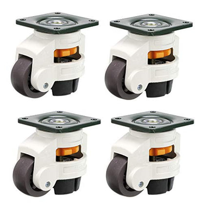 Skelang 4-Pcs Leveling Machine Casters with Nylon Wheel and Rubber Foot, Retractable Workbench Caster, Loading Capacity 2200 Lbs - color: White, size: Medium
