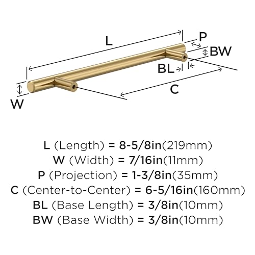 Amerock 6-5/16" Bar Pulls Champagne Bronze Drawer Pull - color: Champagne Bronze, size: 6-5/16 Inch (160 mm) Center-to-Center