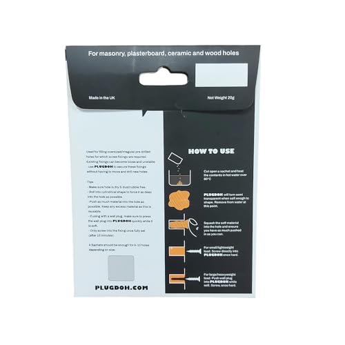 Wall Plug Repair Filler – Fix Loose Wall Plugs & Oversized Holes – Anchor Repair Compound for Wall Fixings – Heavy Duty Wall Anchor Grip – 4 x 5g Sachets
