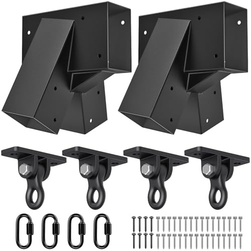 SELEWARE A Frame Swing Set Brackets for 4x4 Legs and 4x6 Beam - color: 2 End Brackets + 4 Swing Hangers