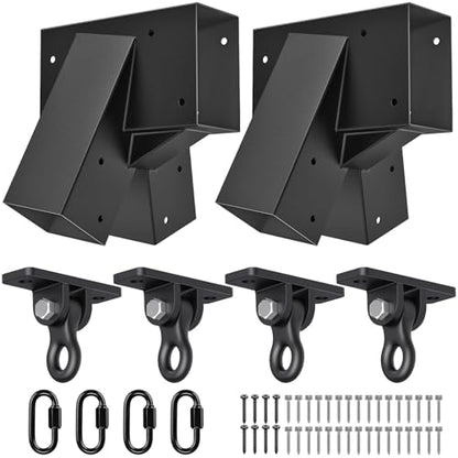 SELEWARE A Frame Swing Set Brackets for 4x4 Legs and 4x6 Beam - color: 2 End Brackets + 4 Swing Hangers
