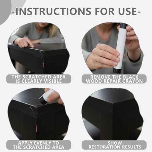 Wood Filler Sticks, Black Furniture Wax Crayons for Scratches, Wood Floor Repair Wax Filler Sticks, Touch Up Wax Sticks Repair for Scratches, Holes, Floor, Laminate, Carpenters (Black)