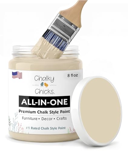 Chalky Chicks Cuppa Latte 8 Fl Oz Chalk Paint for Furniture All in One - color: Cuppa Latte (Tan), size: 8 Fl Oz (Pack of 1)