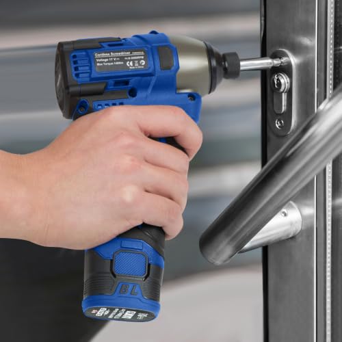 140Nm 17V Brushless Impact Screwdriver with 2 Batteries (Blue) - color: Blue, size: 17V Brushless Screwdriver