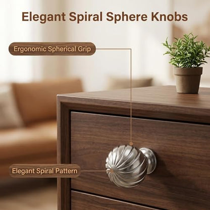 Guank 12Pack Gold Cabinet Knobs, Modern Titanium Silver Silver Spherical Swirl Knobs, Zinc Alloy Drawer Pulls for Kitchen Cabinets, Dresser Drawers, Cupboards Pulls - color: Titanium Silver