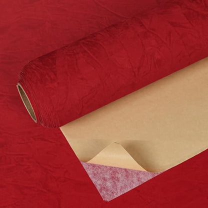 VEELIKE Ruby Red Crushed Velvet Drawer Liner for Dresser Jewelry Box Felt Liner 15.7''x118'' Self Adhesive Velvet Fabric Wallpaper Peel and Stick Red Contact Paper for Cabinets Art Crafts DIY Project - color: Ruby Red