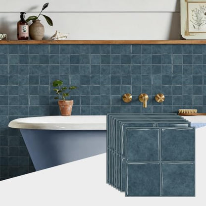 20pcs Peel and Stick Backsplash Wall Tiles,Retro Blue 6"x6" - color: Retro Blue