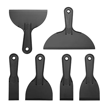 6 Pack Putty Knife, Flexible Plastic Paint Scraper Tool for Spackling