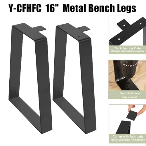 16 '' Trapezoid Metal Table Legs for DIY Furniture, Bench Legs, Coffee & Side Table Feets, Nightstand, Heavy Duty Black Desk Chair Stool Feets (H16'' x W11'', Set of 2) - size: 16 '' Trapezoid 1