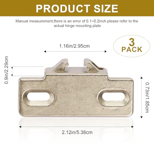 3 Pack of Hinge Mounting Plate Replacement for Blum 1 5/8" Overlay 110 Degree Compact 33 Edge, Edge Mount Plates for Blum Face Frame Overlay Hinge, Hinges for Cabinet Doors, Self Closeing Hinges