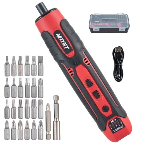 3.6V Cordless Impact Screwdriver Gun, 1.5Ah Lithium Battery, 1/4" Chuck, 3-10 N.m Torque, 300RPM, Includes Magnetic Bits & Case – Electrician Tools Set - color: Red