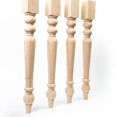 decorluxes Unfinished Farmhouse Table Legs Dining Table 2.8" X 29" Set of 4 DIY Coffee Table Rustic Turned Style Leg | Easy to Paint Any Color You Want (29 inch)