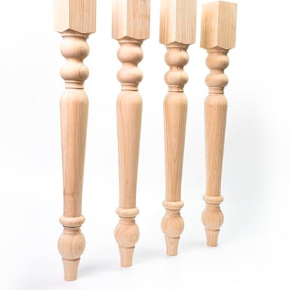 decorluxes Unfinished Farmhouse Table Legs Dining Table 2.8" X 29" Set of 4 DIY Coffee Table Rustic Turned Style Leg | Easy to Paint Any Color You Want (29 inch)