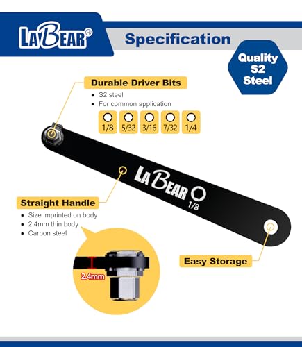 LABEAR 5-Piece SAE Low Profile Offset Allen Wrench Set, 1/8"-1/4" - size: SAE HEX