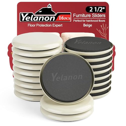 Yelanon Furniture Sliders 16 Pcs 2.5" Round Beige for Carpet - size: 16pcs Beige 2.5"