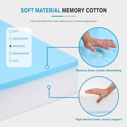 Upholstery Foam 22"x24" – 6“ Thick Couch Cushion Replacement, Cut to Size - size: 22''x24''x6''