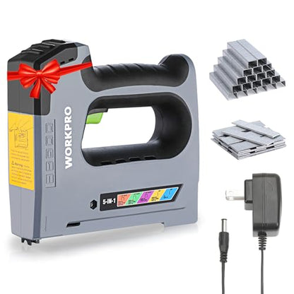 WORKPRO 3.6V 5-in-1 Cordless Staple Gun Kit, 2000 Staples and Nails