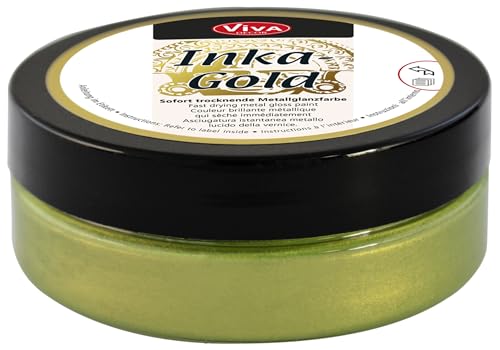 Viva Decor Inka Gold Gilding Wax2.3 oz (Green Yellow) - Wax-Based Metallic Polishing Paste. Quick-Drying Metal Shine, High Gloss Effects for DIY. Decor Paste for Wood, Clay & Terracotta - color: Green Yellow