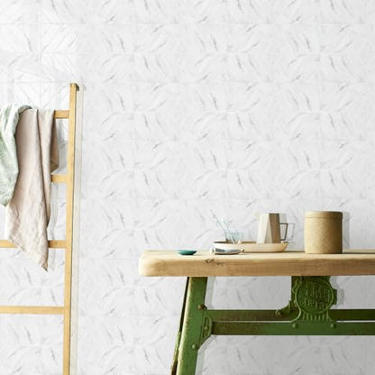 STICKGOO Herringbone Peel and Stick Backsplash, White Marble, 10 Sheets - color: Glossy White Marble, size: Pack of 10