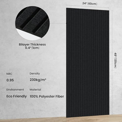 TO-TH Large Acoustic Panels Noise Reducing Sound Wall Panel 10 Pack, Black - color: Black, size: 10 pcs - 47.2'' * 23.6''