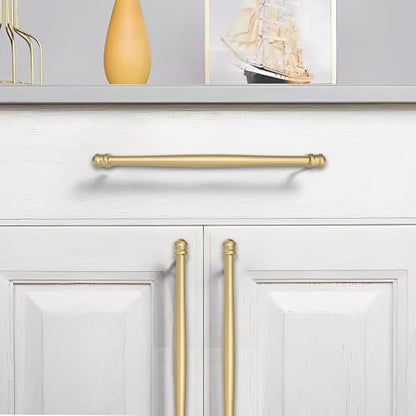 khtumeware 10 Pack 6inch(152mm) Hole Center Brushed Gold Cabinet pulls Matte Gold Solid Heavy-Duty Tradition Kitchen Cabinet Handle Cabinet Hardware for Dressing Table Bathroom Pull - color: Brushed Gold, size: 6inch(152mm) hole center